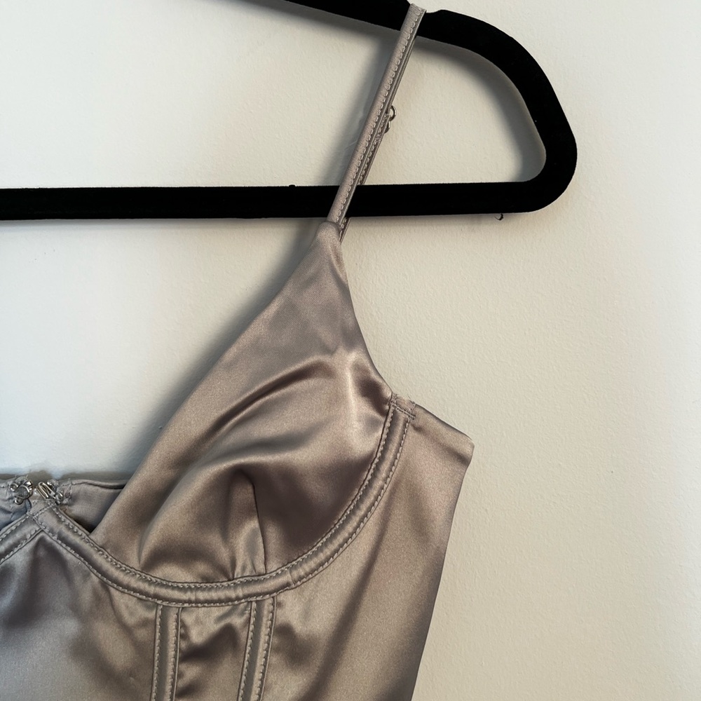 White Fox Boutique Satin Crop Top
